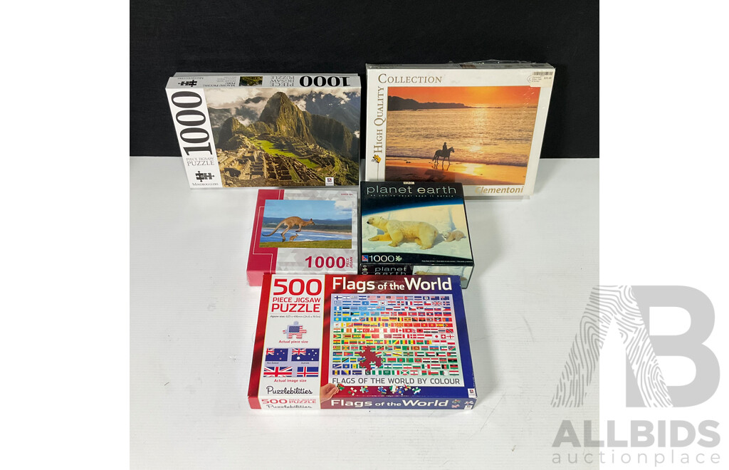 Collection of 1000 and 500 Piece Jigsaw Puzzles