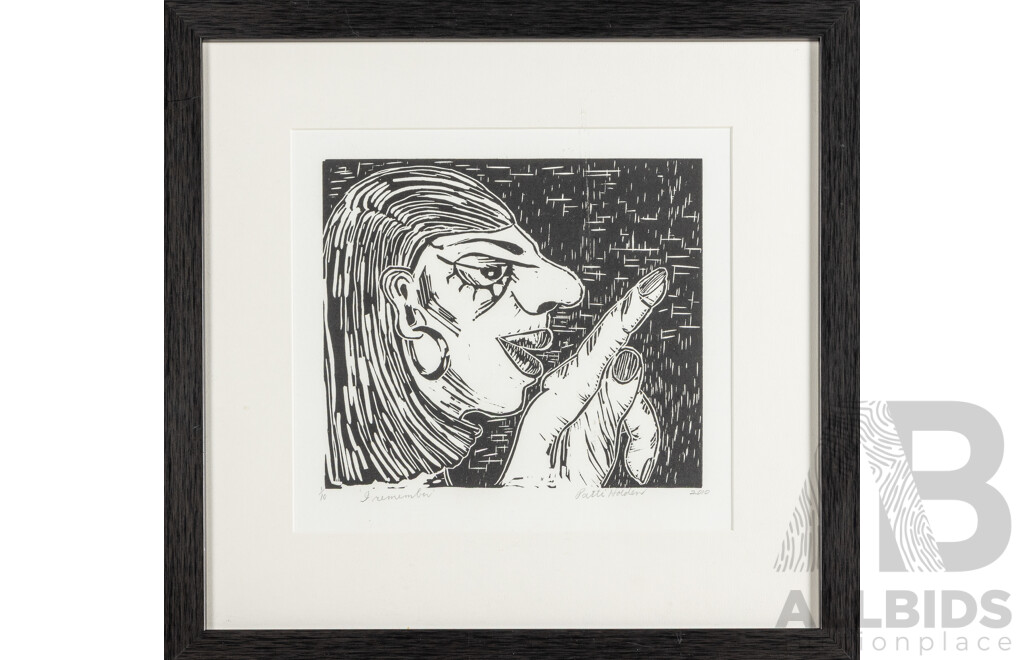 Patti Holden (20th Century, Australian, 1926-2015), I Remember (2010), Original Signed & Editioned Linocut, 44H x 45W cm (frame)