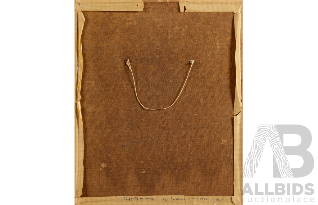 Andrea McMillan, (20th Century< Working c1970s), Girl on Bike (1971), Wonderful Original Oils on Canvas, 52 x 43 cm (frame)