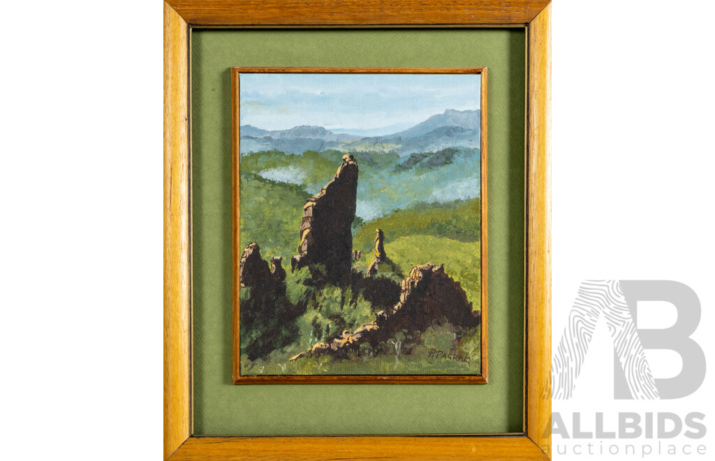 Peter Pagram (20th Century, Australian), The Warabungles, Original Vintage Acrylic on Canvas Board, 39H x 33W cm (frame)