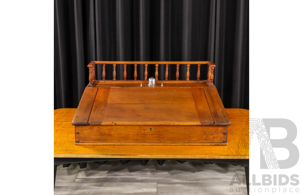 Nice Antique Pine Writing Slope with Gallery and Later Attachments