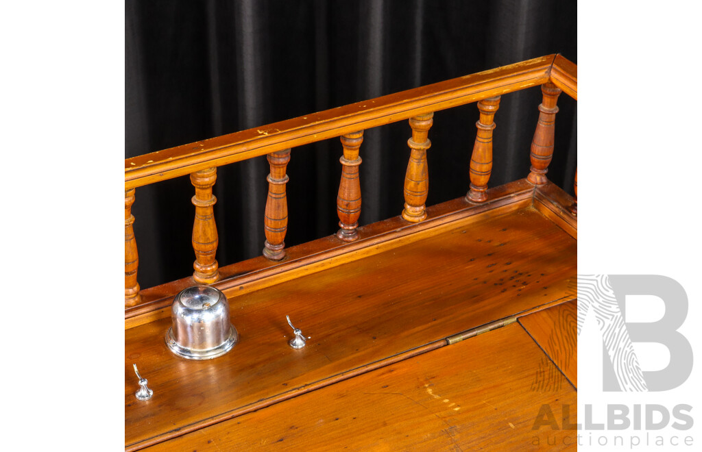 Nice Antique Pine Writing Slope with Gallery and Later Attachments