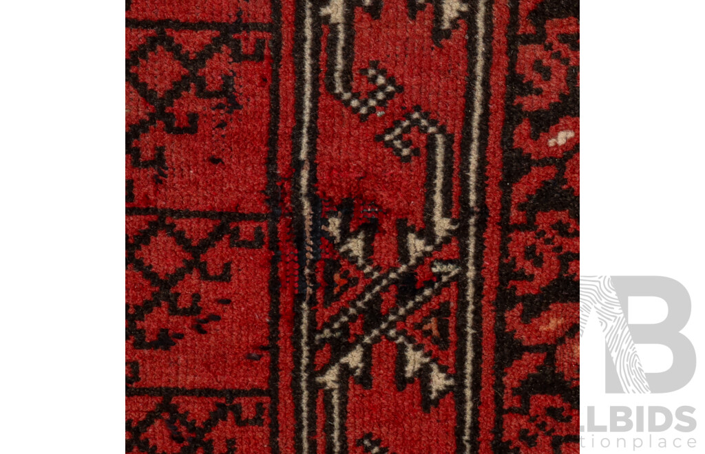 Handwoven Vintage Turkmen Wool Parda Bukhara Rug, 158 W x 245 L cm