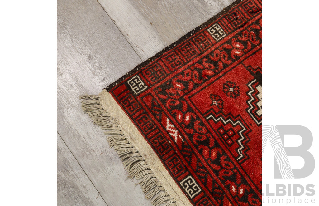 Handwoven Vintage Turkmen Wool Parda Bukhara Rug, 158 W x 245 L cm