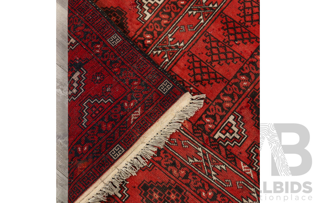 Handwoven Vintage Turkmen Wool Parda Bukhara Rug, 158 W x 245 L cm