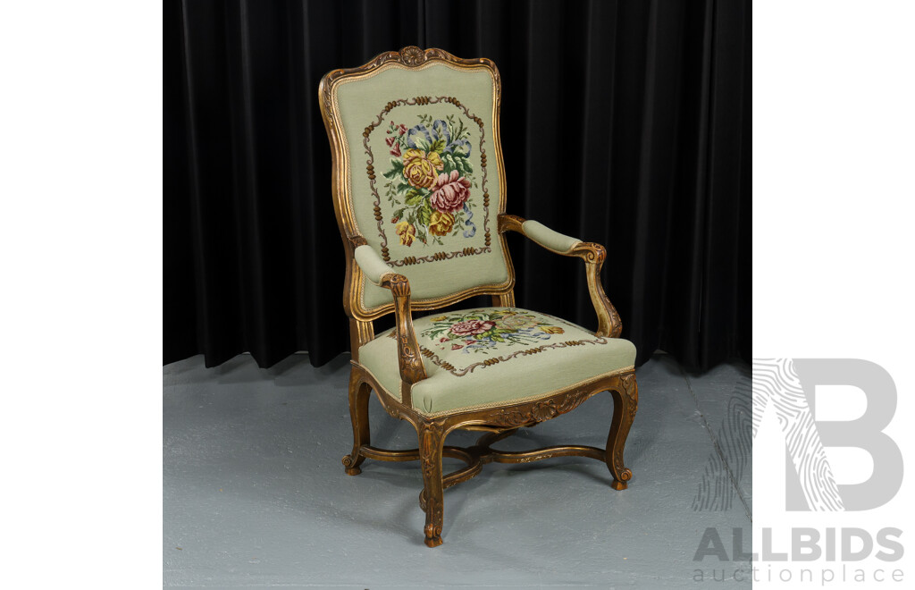 French Louis XV Style Carved Armchair