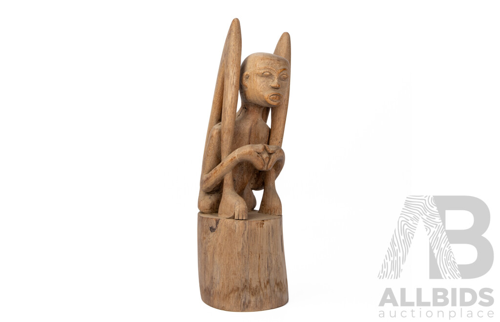 Artist Unknown, (20th Century, Indonesian), Leti Tribal Figure, Hand Carved Aged Wood, 50H cm (largest point)
