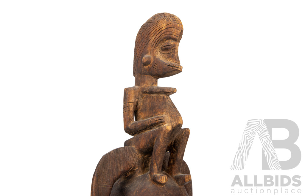 Artist Unknown (20th Century), Senufo Kpelie Face Mask, Vintage Hand Carved Wood, 59L Cm