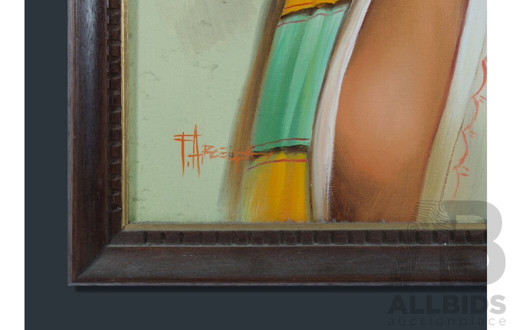 F. Arcega, (20th Century, Filipino), Young Filipino Man & Woman in Traditional Dress (1980), Pair of Original Vintage Oil on Canvas Cloths, 68 x 53 cm (frames) (2)