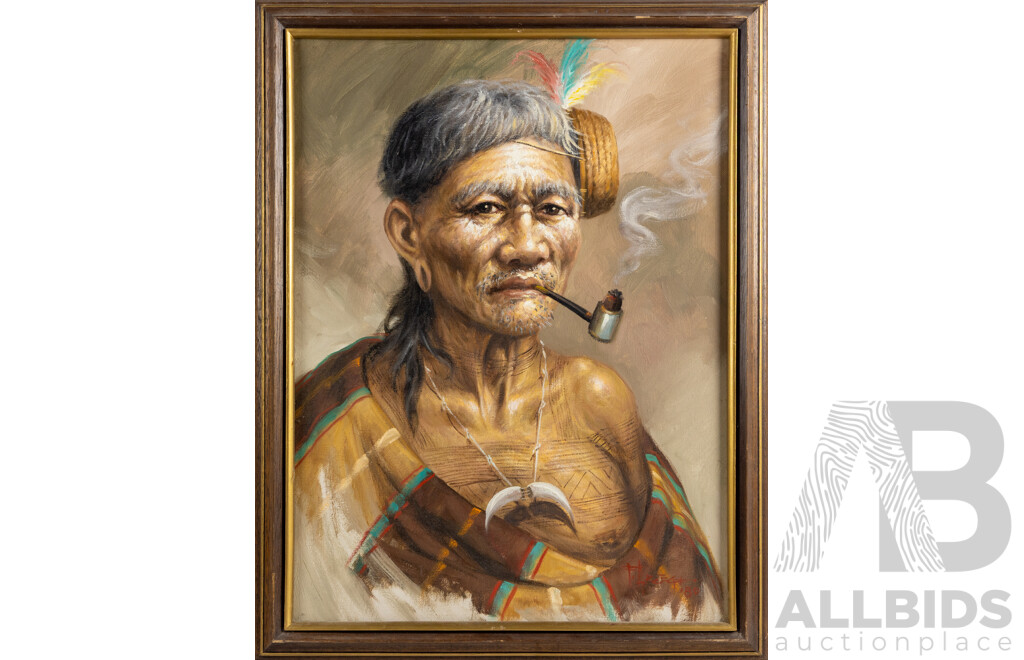 F. Arcega, Elderly Filipino Couple in Traditional Dress, Pair of Oil on Canvas Paintings, 70 x 54 cm (each) (frames) (2)