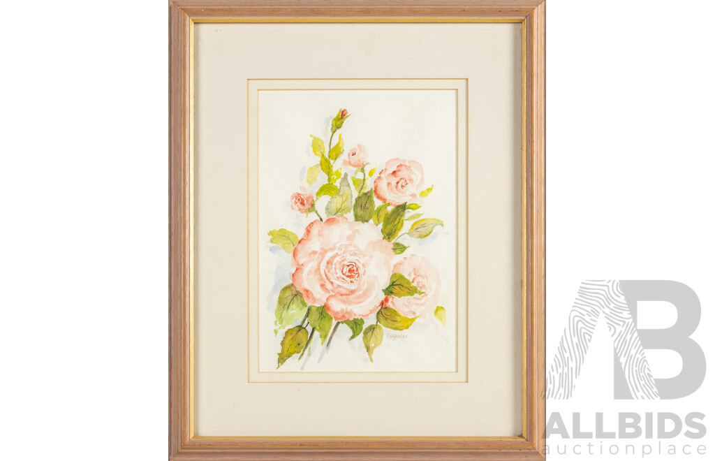 Joy Hanley (20th Century, Australian, 1917-2003), Bouquet, Original Vintage Watercolour, 42H x 34W cm (frame)