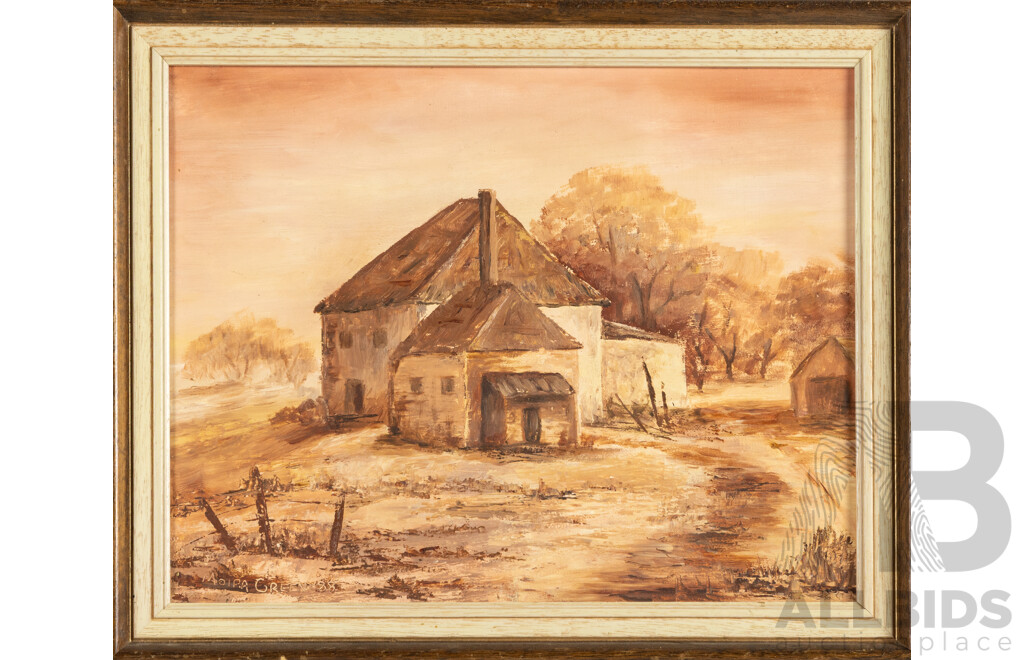 Kings & Moira Green (20th Century), End of the Road & Quiet Cottage, Pair of Vintage Landscapes - Oil on Board & Oil on Canvas Board, 35H x 45W cm (largest frame) (2)