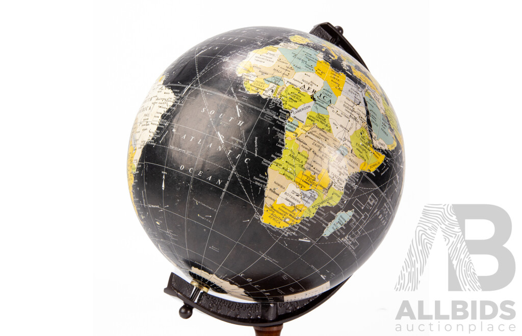 Vintage Antique-Style Black World Globe, 28H Cm (approx)