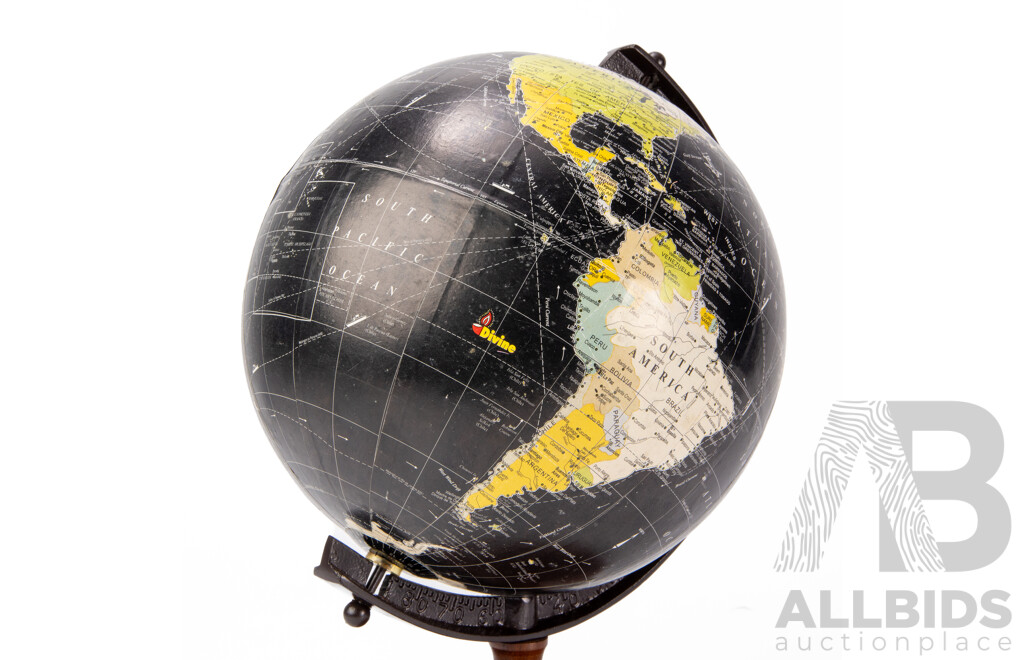 Vintage Antique-Style Black World Globe, 28H Cm (approx)