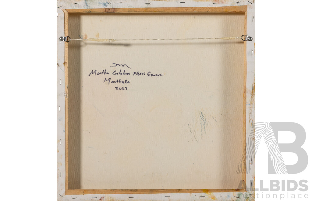 Martha Catalina Flores Guerra [MarthyKA], (20th Century, Mexican), Still Life - Fruit Bowl with Knife, Wonderful Original Acrylic on Canvas, 46 x 45 cm