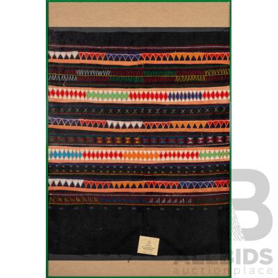 Akha Hill Tribe Hand Embroidered Vintage Cloth Panel, 77 x 52 cm (frame)