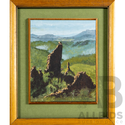 Peter Pagram (20th Century, Australian), The Warabungles, Original Vintage Acrylic on Canvas Board, 39H x 33W cm (frame)