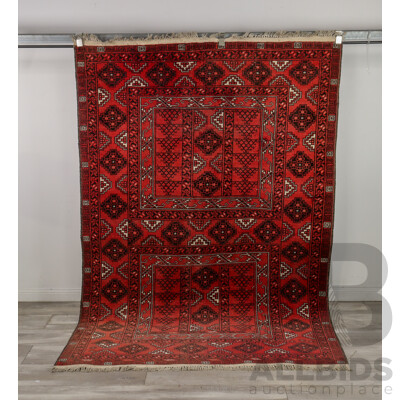 Handwoven Vintage Turkmen Wool Parda Bukhara Rug, 158 W x 245 L cm