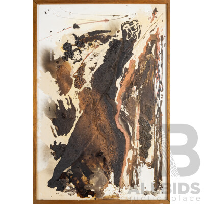 Ray Franzi, (20th Century, Australian, 1929-2025), Abstract - Steel Man (1970), Wonderful Original Mixed Media on Board, 64W x 94H cm (frame)