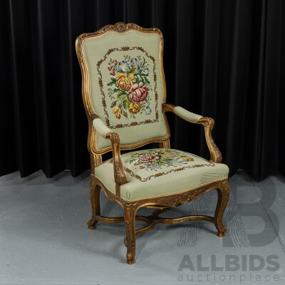 French Louis XV Style Carved Armchair