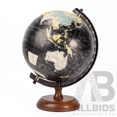 Vintage Antique-Style Black World Globe, 28H Cm (approx)