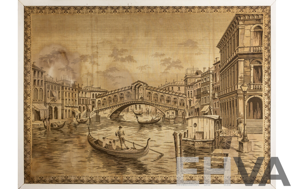 Artist Unknown, (Early 20th Century), Venice Grand Canal I, Vintage Tapestry Framed, 130 x 177 cm (frame)