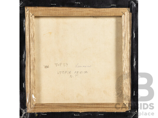 Topsy Kemarre (20th Century, Indigenous-Australian, 1928-), Bush Tucker, Original Acrylic on Canvas, 30H x 30W cm