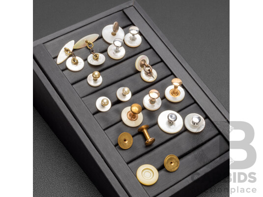 Collection of Vintage Mother of Pearl Cufflinks & Shirt Studs