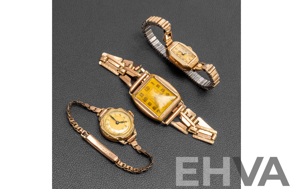 Vintage Ladies 9ct Rolled Gold Watches - Lot of 3