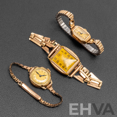 Vintage Ladies 9ct Rolled Gold Watches - Lot of 3