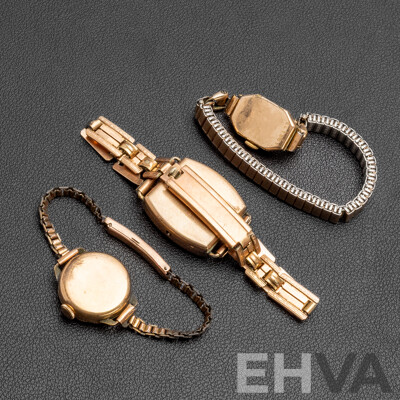 Vintage Ladies 9ct Rolled Gold Watches - Lot of 3