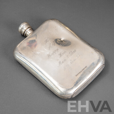 Collection of Seven Glass and Pewter Hip Flasks
