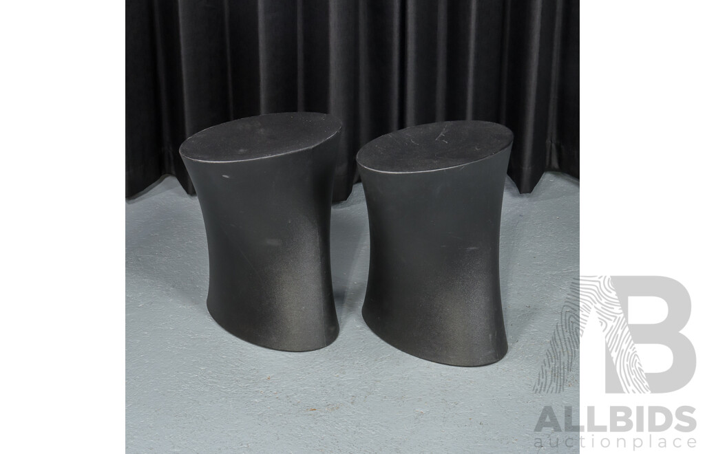 Pair of Black Marco Moran Moulded Plastic Stools for Parri Plastic Design