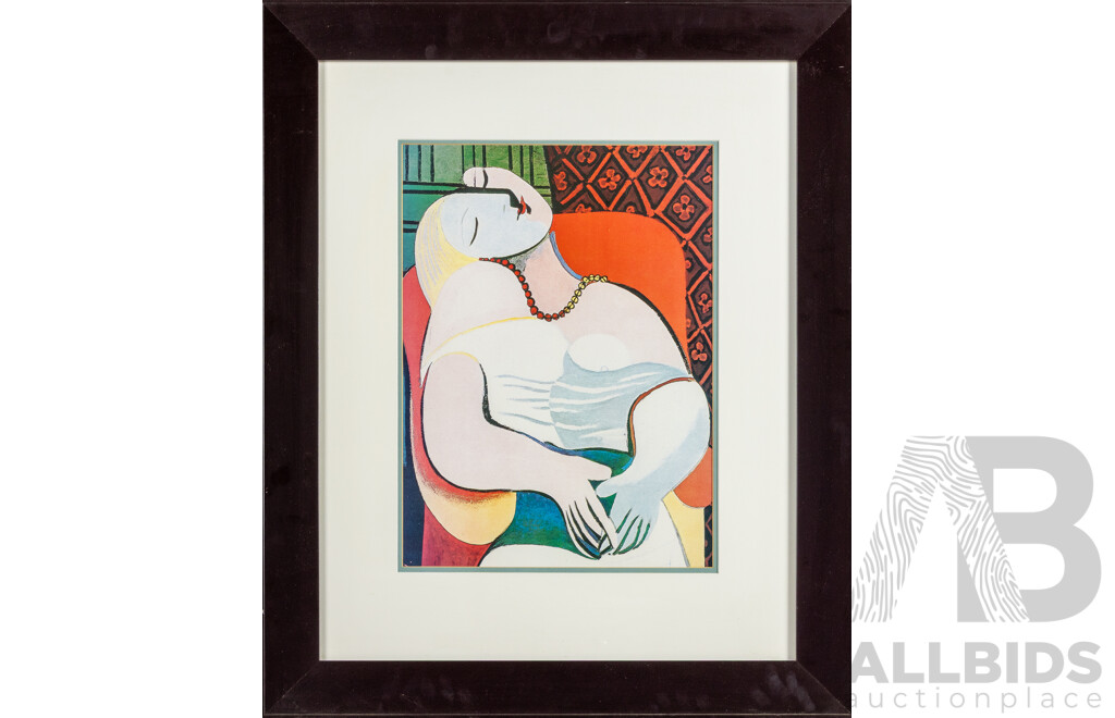 Pablo Picasso (19/20th Centuries, Spanish-Born French, 1881-1973), La Reve [The Dream], Reproduction Colour Print After Original 1932 Oil on Canvas, 70H x 58W cm (frame)