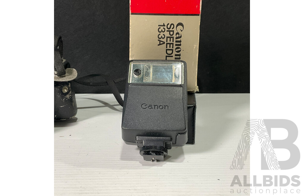 Canon AV-1 Camera and Speedlight Flash