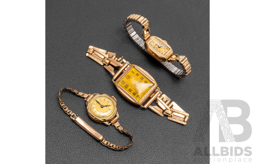 Vintage Ladies 9ct Rolled Gold Watches - Lot of 3