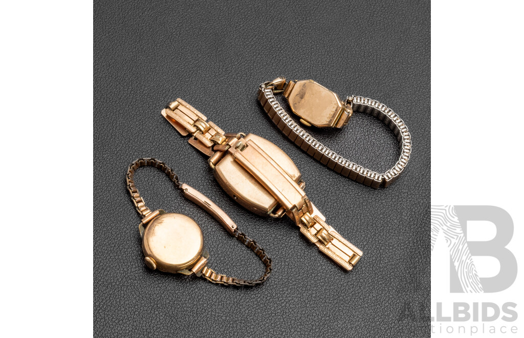 Vintage Ladies 9ct Rolled Gold Watches - Lot of 3