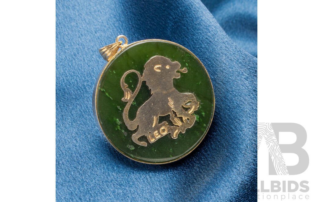 Gold Plated Chrysoprase Pendant - Zodiac LEO
