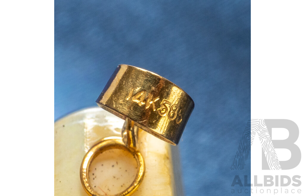 Pair of Vintage Carved Ivory Elephant Pendants with 14ct Yellow Gold and Precious Gemstones - Lot of 2