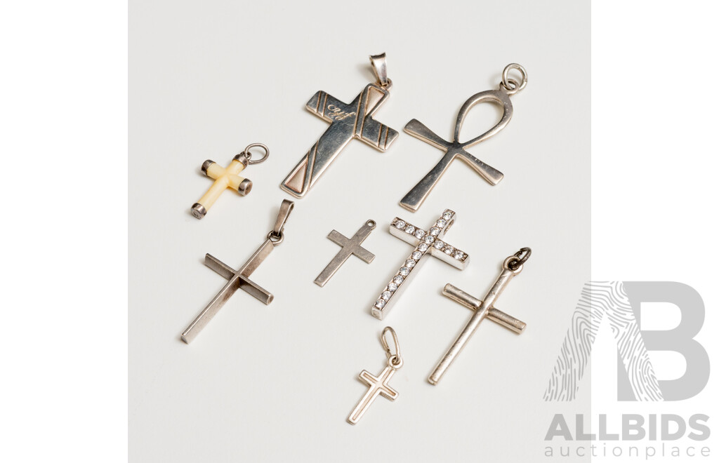 Collection of Sterling Silver Crosses - Lot of 8