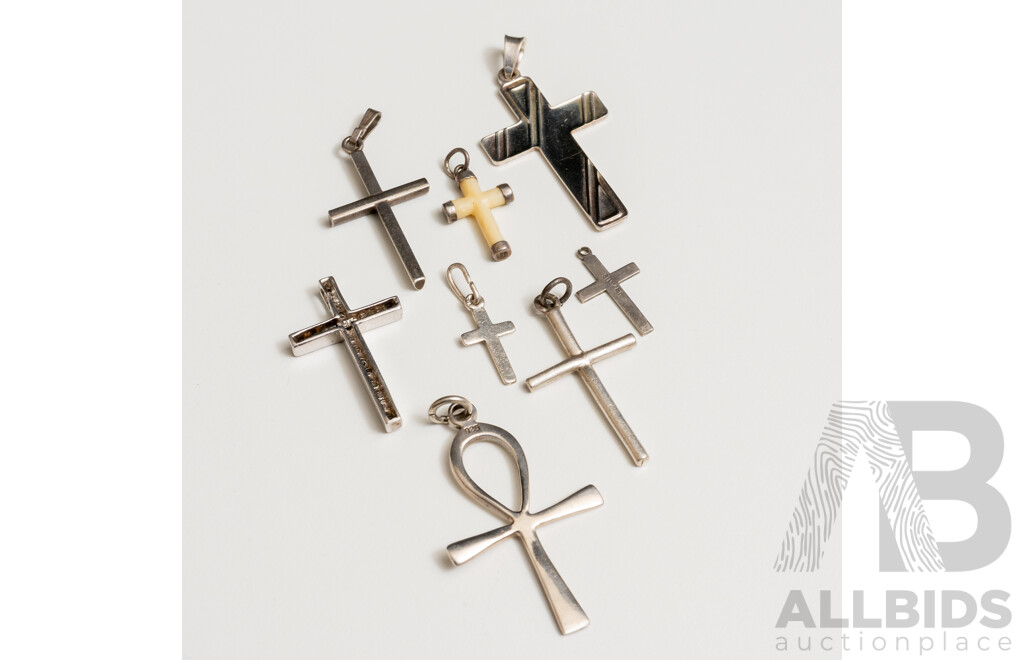Collection of Sterling Silver Crosses - Lot of 8