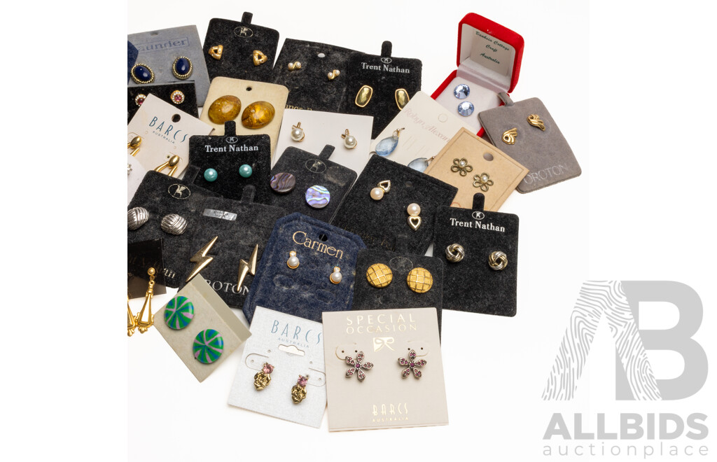 Collection of Branded Costume Stud Earrings - Lot of 30 Pairs