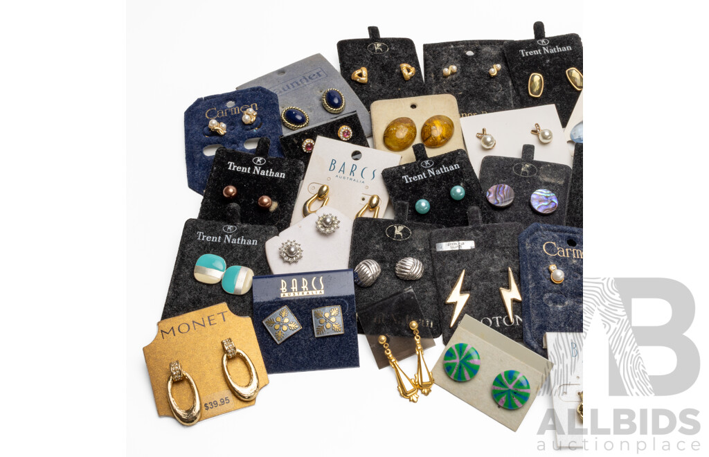 Collection of Branded Costume Stud Earrings - Lot of 30 Pairs