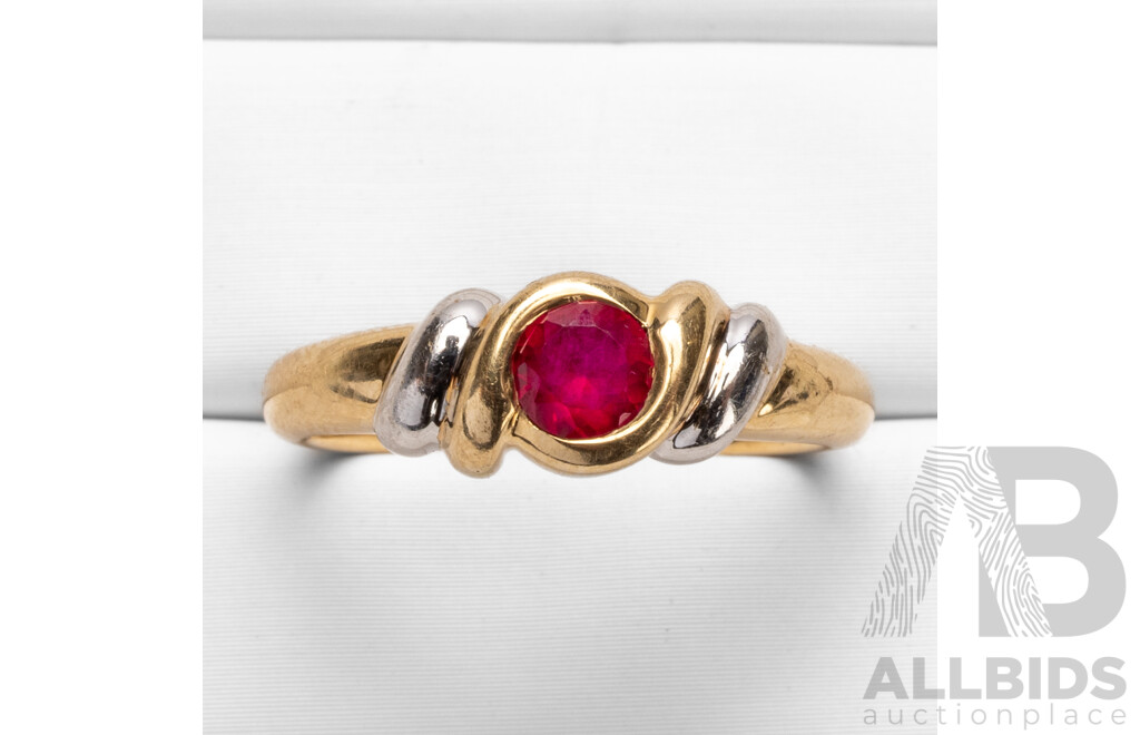9ct Yellow Gold & Ruby Ring - Size P