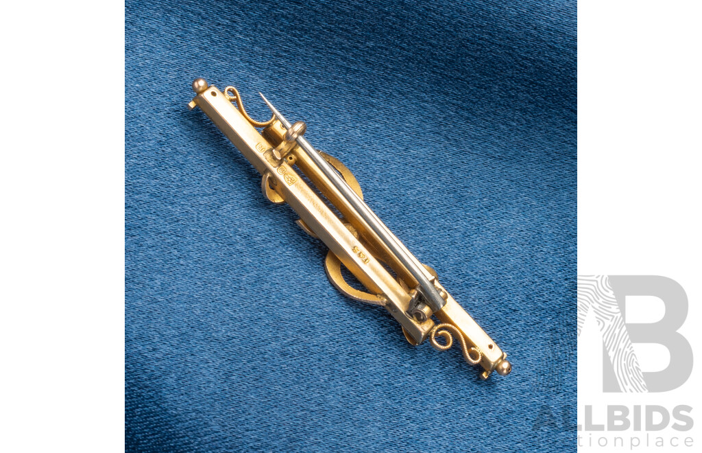 Vintage 9ct Yellow Gold with Pearls & Turquoise Brooch - 2.68gms