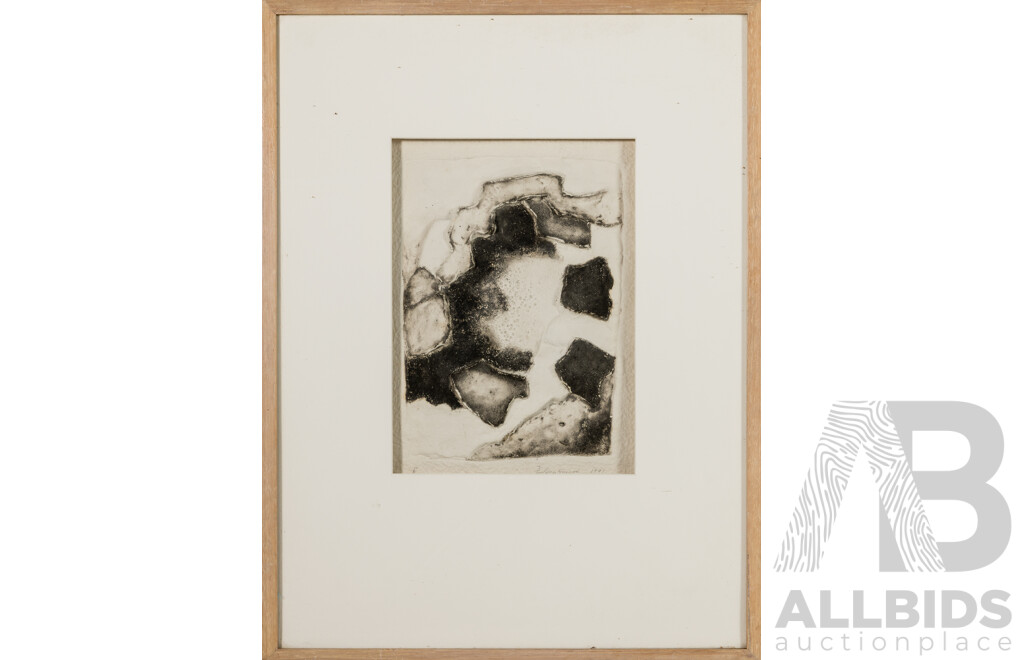 Artist Unknown (Signature Unclear), (Working C1990s), Abstract Science (1991), Original Mixed Media Charcoal & Cardboard, 61 x 46 cm (frame)