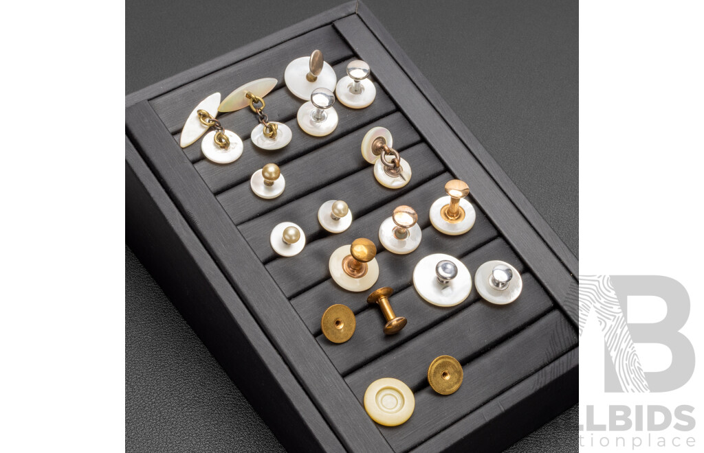 Collection of Vintage Mother of Pearl Cufflinks & Shirt Studs