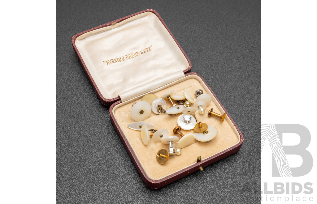 Collection of Vintage Mother of Pearl Cufflinks & Shirt Studs