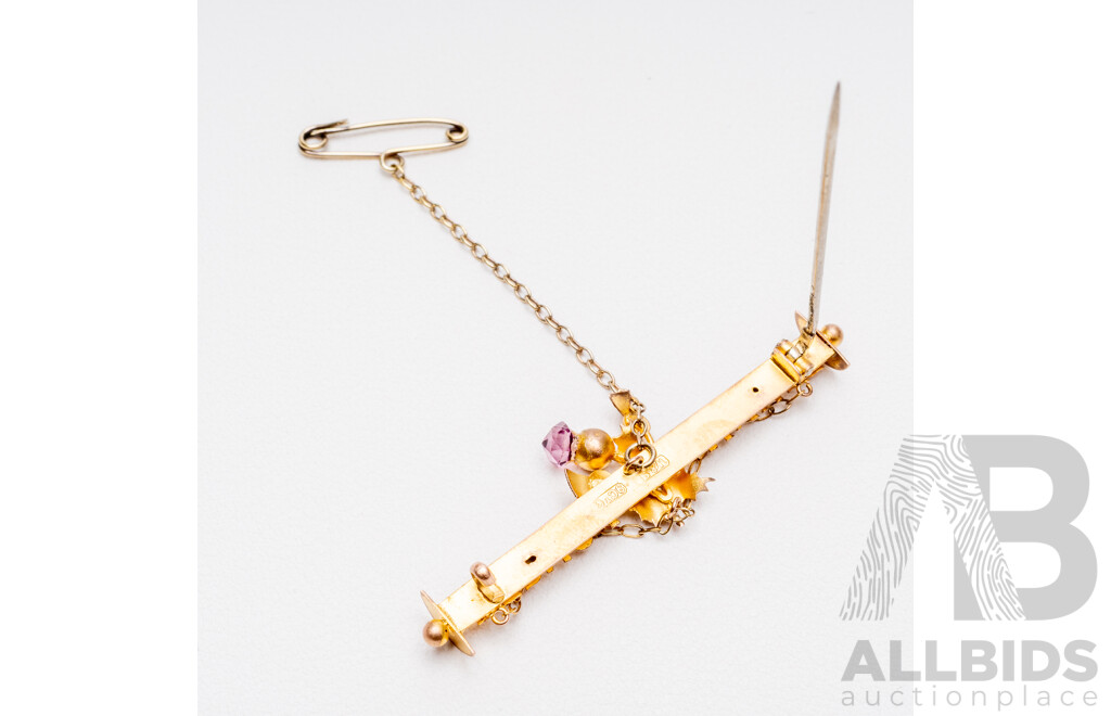 Vintage 9ct Yellow Gold Classical Scottish Brooch - 2.89gms