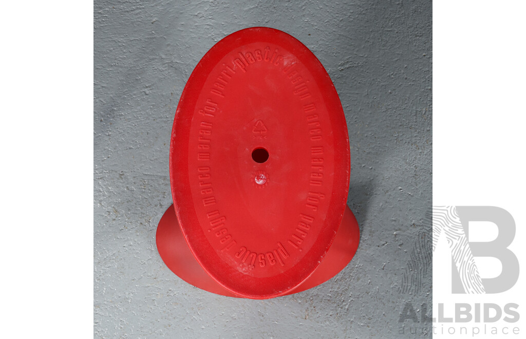 Pair of Red Marco Moran Moulded Plastic Stools for Parri Plastic Design